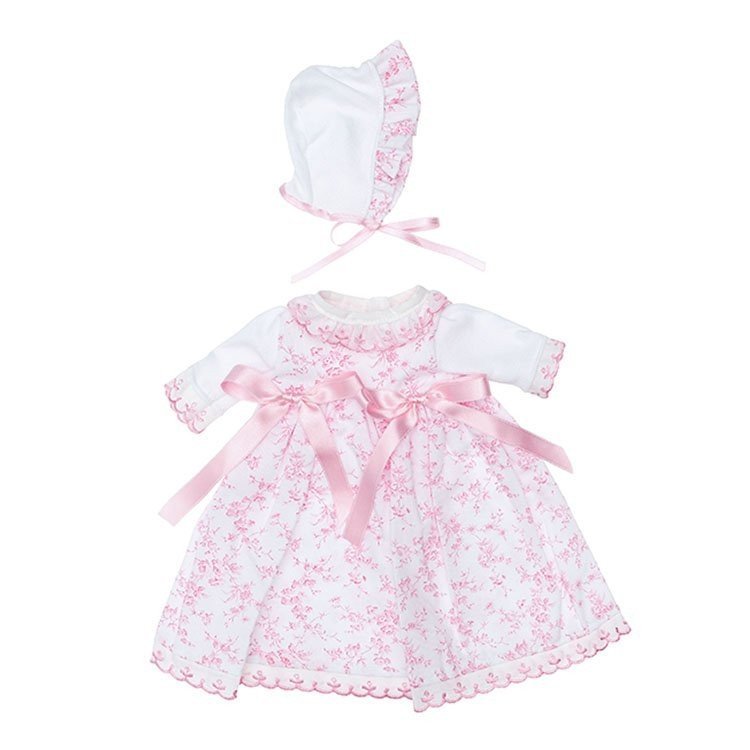 Ropa para Muñecas Así 36 cm - Vestido con faldón con flores rosas y gorro para muñeca Koke