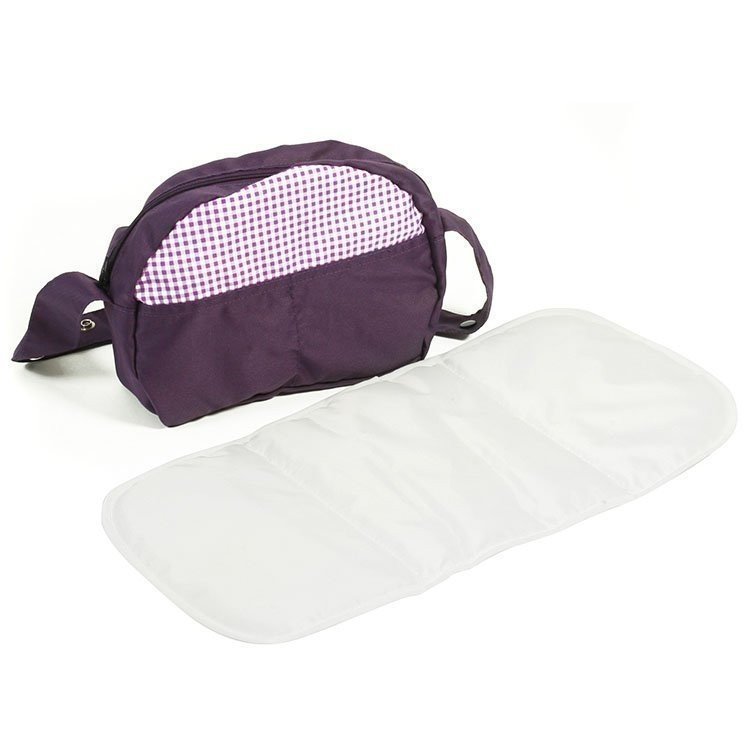 Bolso para cochecito de muñecas - Bayer Chic 2000 - Morado con cuadros