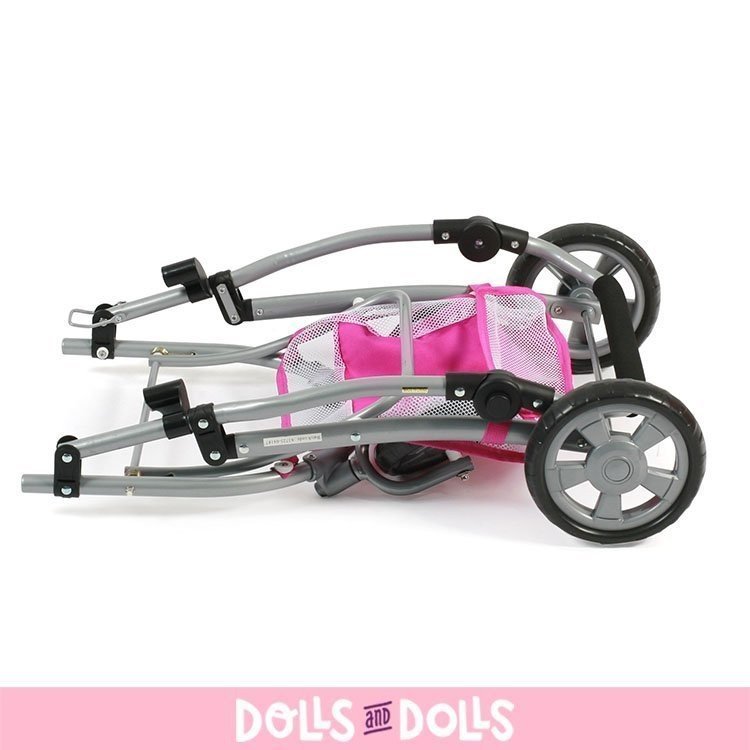 Cochecito 77 cm Emotion 3 en 1 para muñecas - Combi silla, capazo y silla de auto Bayer Chic 2000 - Bolitas rosa