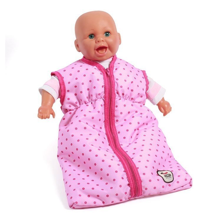 Saco de dormir para muñecas de hasta 55 cm - Bayer Chic 2000 - Puntos Rosa