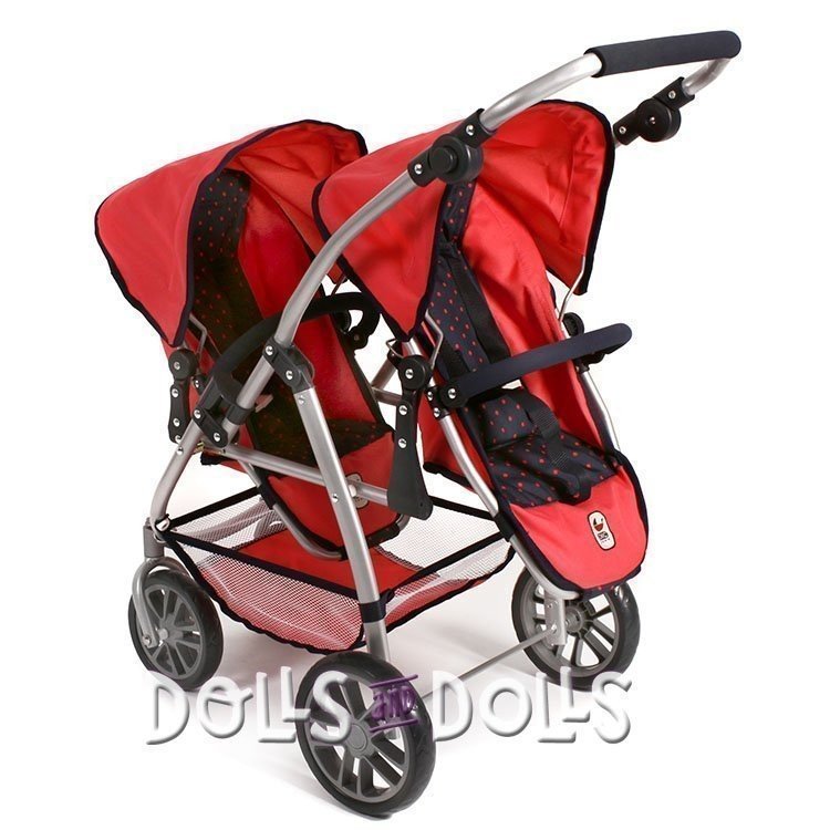 Sillita doble Vario 79 cm para muñecas - Bayer Chic 2000 - Lunares marino-coral