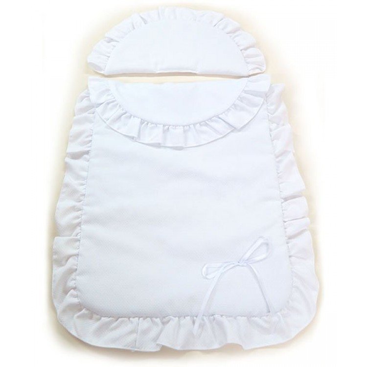 Colcha y almohada piqué BLANCO para cochecito Bebelux