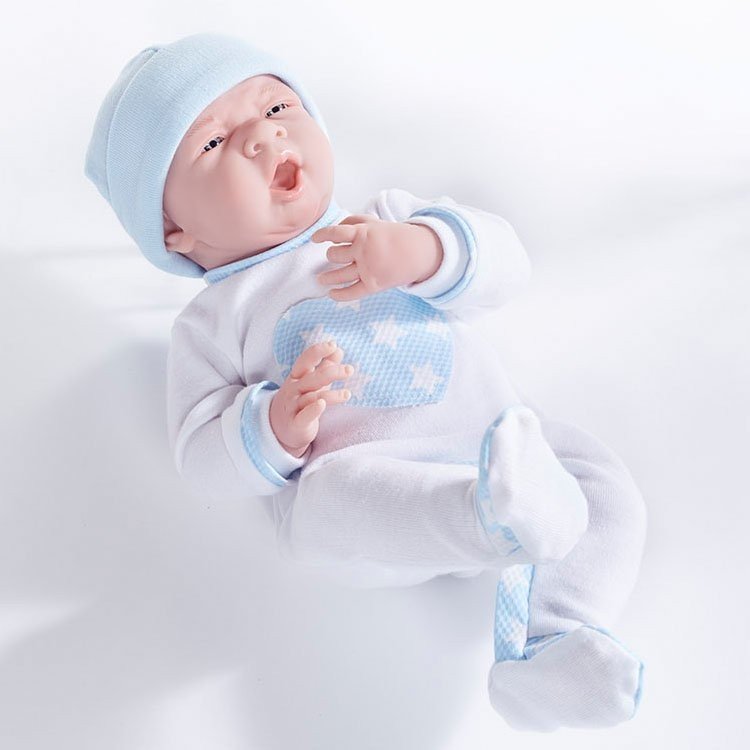 Muñeco Berenguer Boutique 38 cm - La newborn 18056 (chico) con pijama con corazón azul