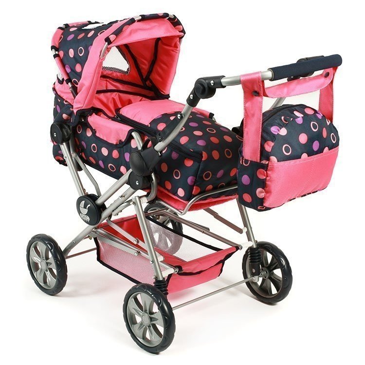 Cochecito Chic Road Star Rosa-Marino circulos 85 cm