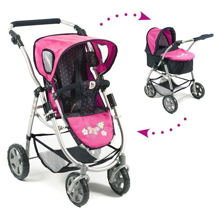 Combi silla y capazo Chic Emotion 2 en 1 Lunares marino-fucsia 77 cm