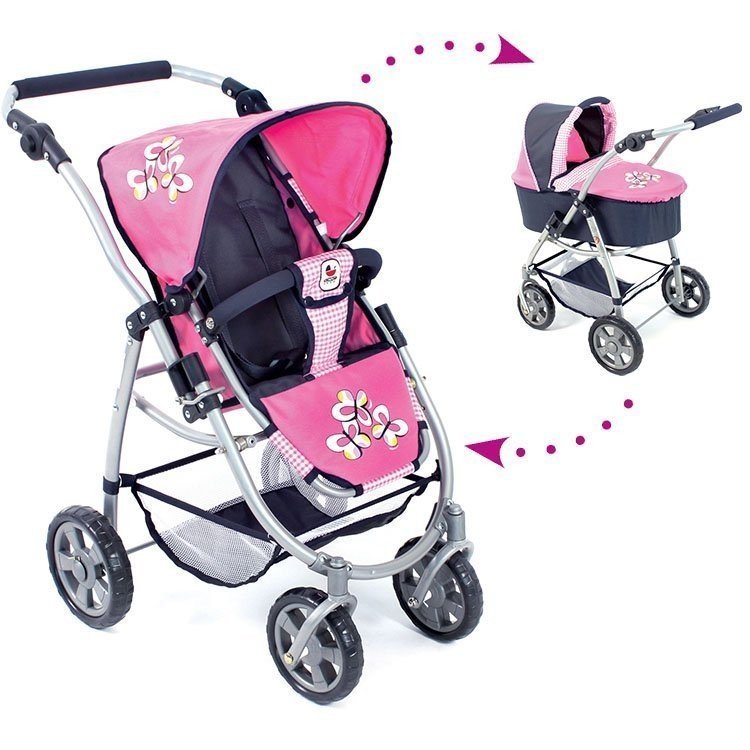 Cochecito 77 cm Emotion 2 en 1 para muñecas - Combi silla y capazo Bayer Chic 2000 - Rosa-Marino