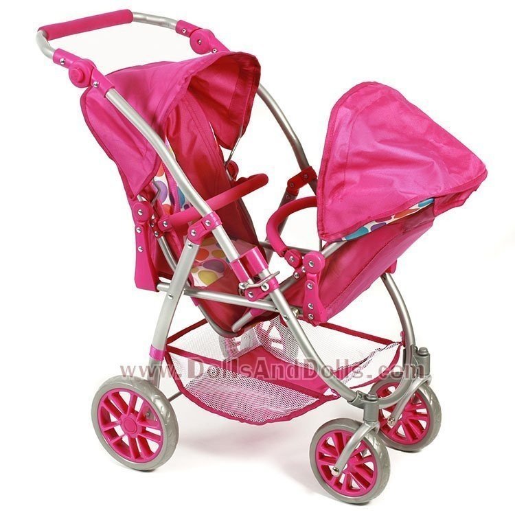 Sillita doble de muñecas, Bayer Chic 2000 Vario - Fucsia burbujas colores 79 cm