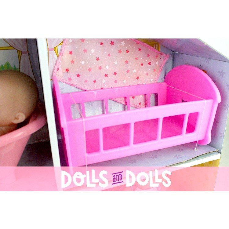 Casita de cartón con muñecas y accesorios - Designed by Berenguer - Lots to Love Babies