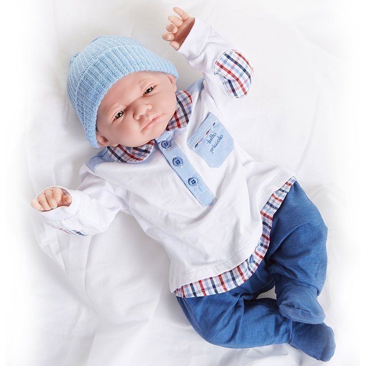 Muñeco Dolls by Berenguer 51 cm - Carlos con conjunto azul y blanco