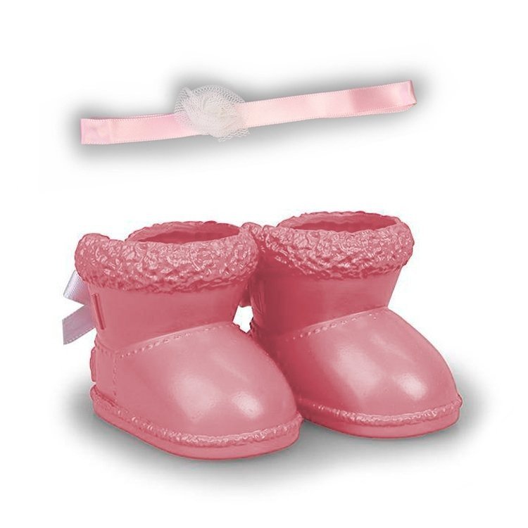 Zapatos y accesorios de 35 cm para muñeco Nenuco - Botas de invierno rosa y diadema