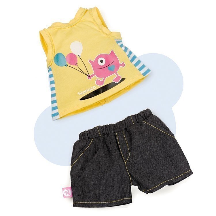 Ropa para muñeco Nenuco 42 cm - Ropita casual - Camiseta amarilla y pantalón vaquero