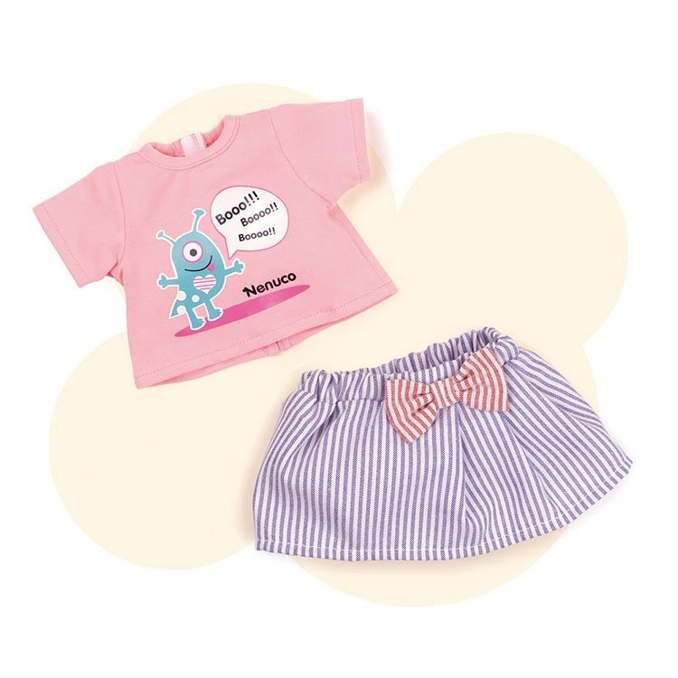 Torpe Emociónate Médico Ropa para muñecos Nenuco 42 cm - Ropita casual - Camiseta rosa y falda a  rayas - Dolls And Dolls - Tienda de Muñecas de Colección