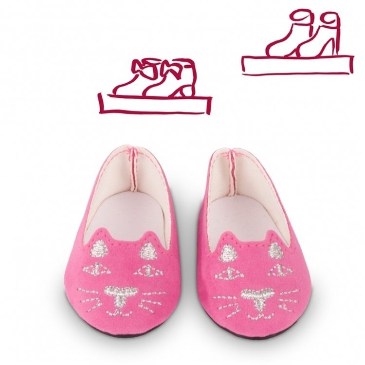 Complementos para muñeca Götz 42-50 cm - Zapatos Bailarina de Gatito Rosa