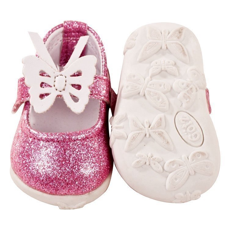 Complementos para muñeca Götz 42-50 cm - Zapatos rosas con brillo y mariposa