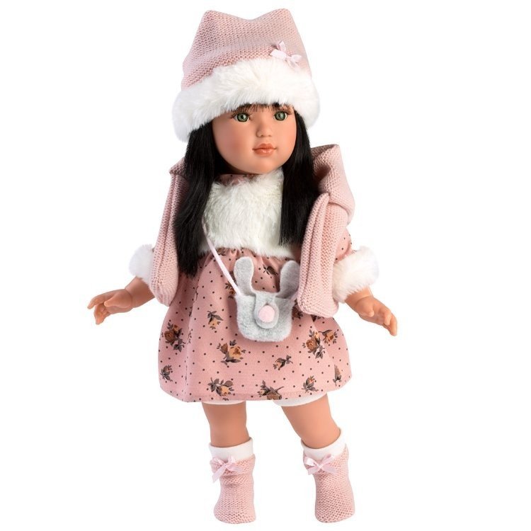 Muñeca Llorens 40 cm - Greta con vestido de flores y chaleco