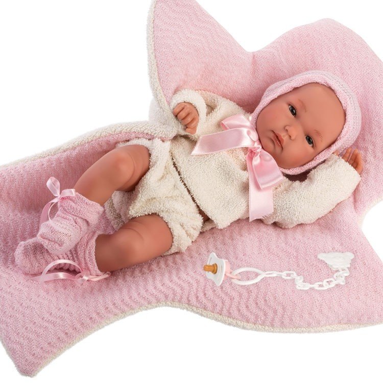 Muñeca Llorens 35 cm - Recién nacida Bimba con cambiador rosa