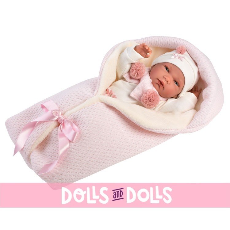 Muñeca Llorens 40 cm - Recién nacida Nica con nana rosa