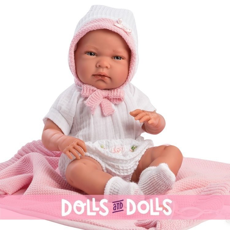 Muñeca Llorens 40 cm - Recién nacida Nica con toquilla rosa