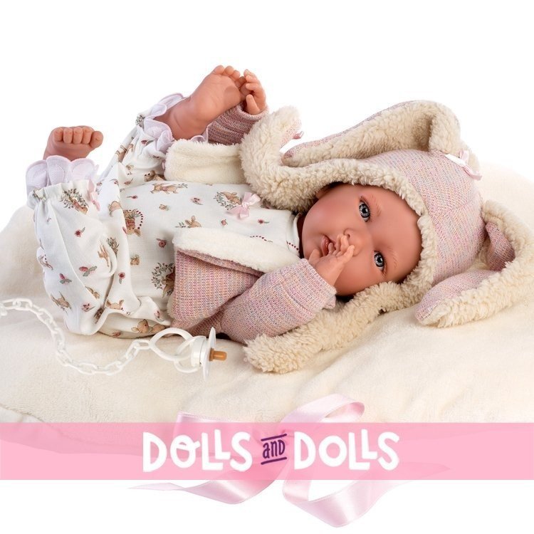 Muñeca Llorens 42 cm - Recién nacida Mimi llorona con cojín