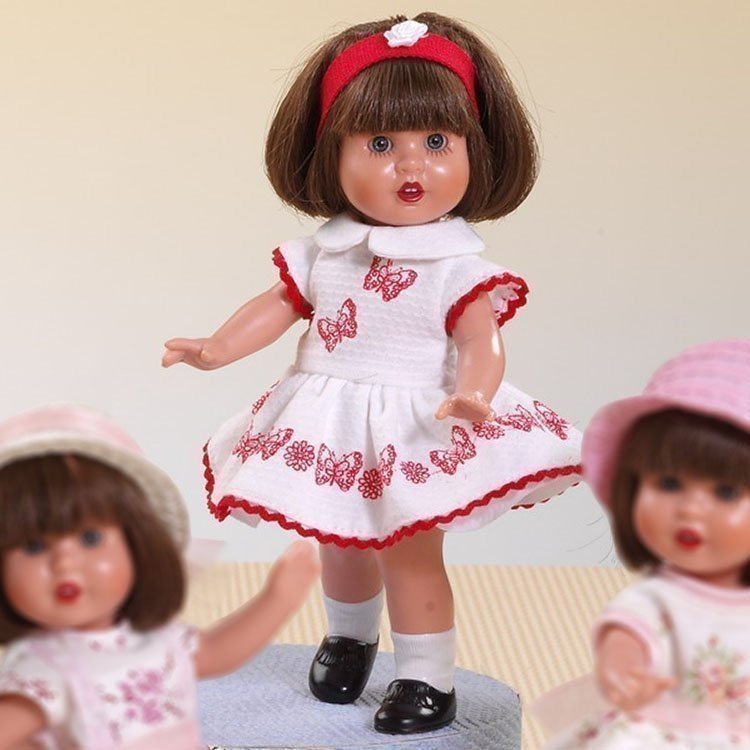 Muñeca Mini Mariquita Pérez 21 cm - Con vestido piqué blanco