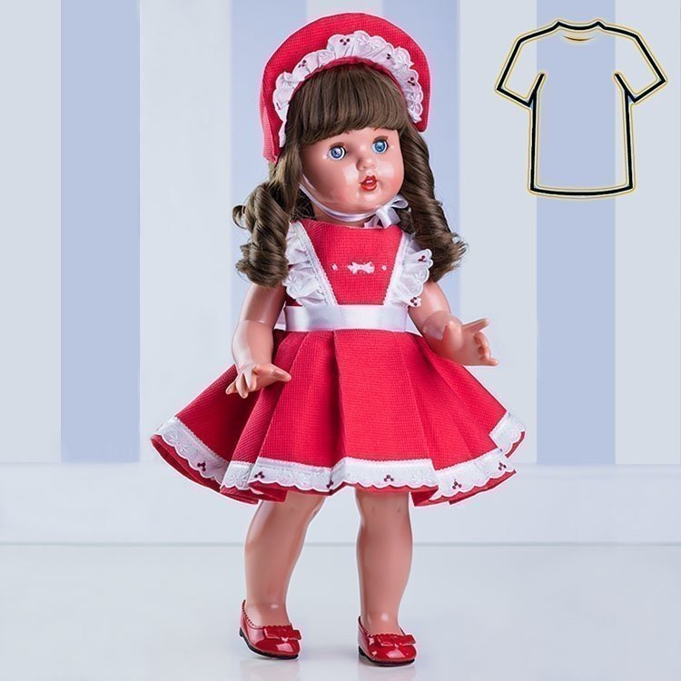 Ropa para muñeca Mariquita Pérez 50 cm - Vestido rojo y capota