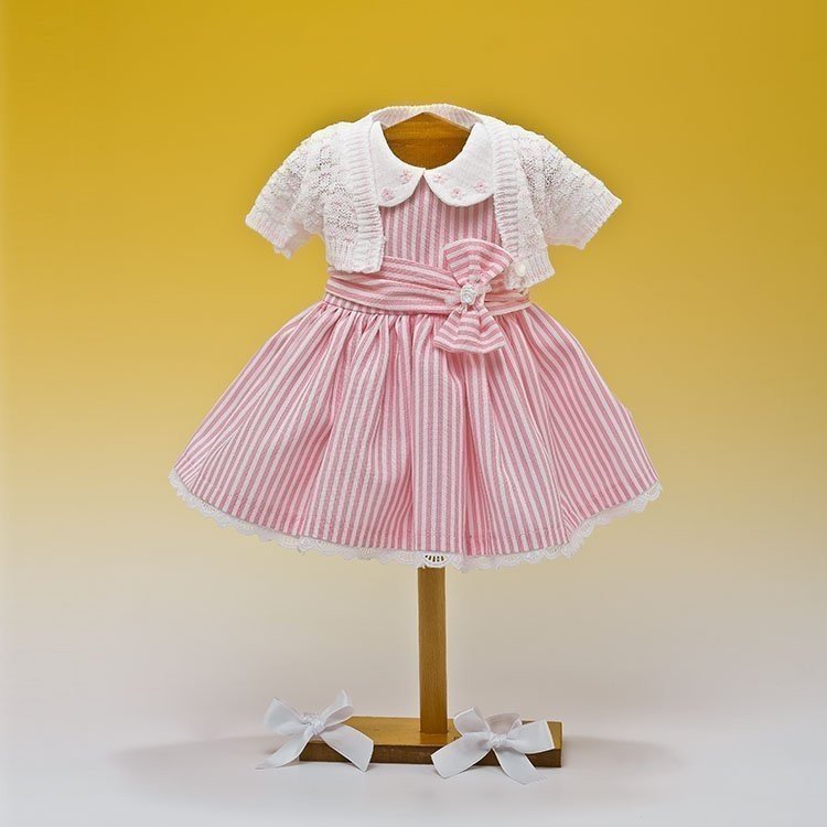 Ropa para muñeca Mariquita Pérez 50 cm - Vestido rosa y blanco con chaqueta And Dolls - Tienda de Muñecas de Colección