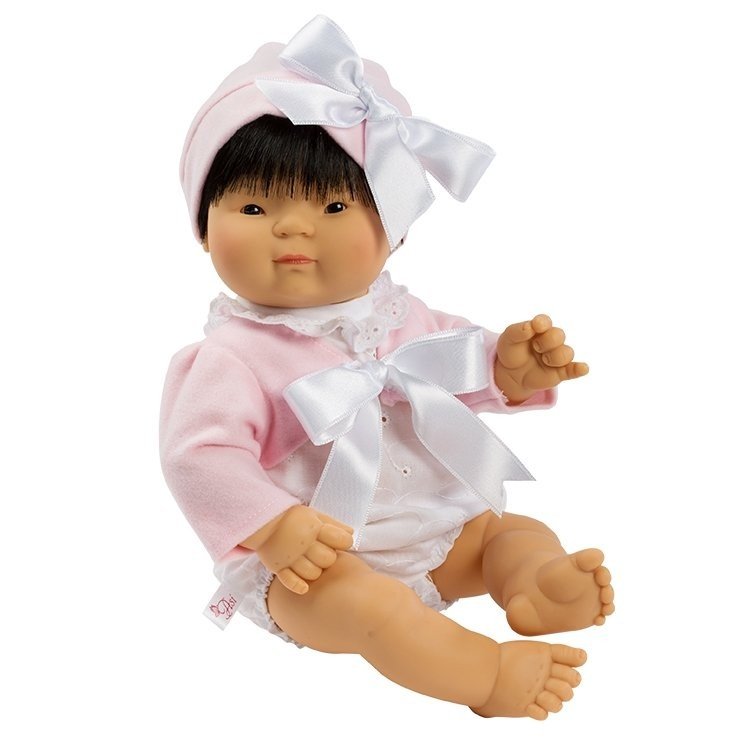 Muñeca Así 36 cm - Chinín con ranita blanca con chaqueta rosa
