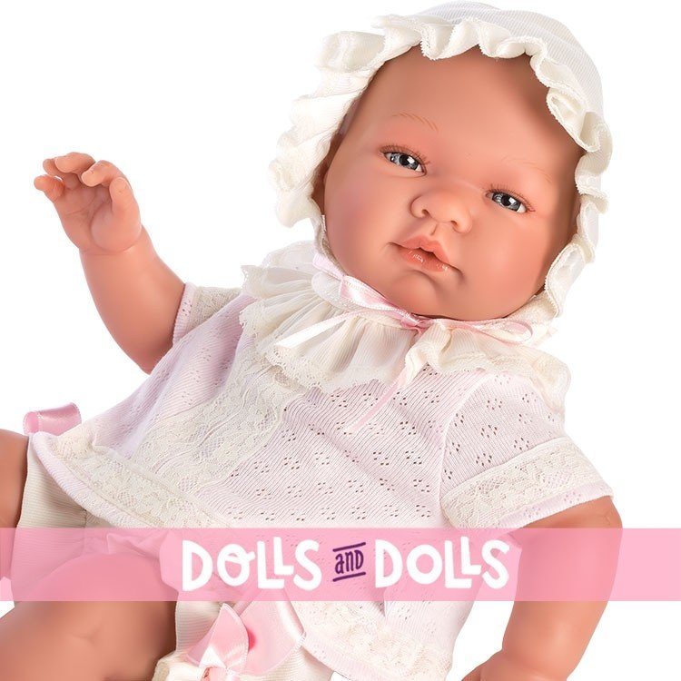 Muñeca Así 43 cm - María con conjunto bebé de punto rosa con puntillas