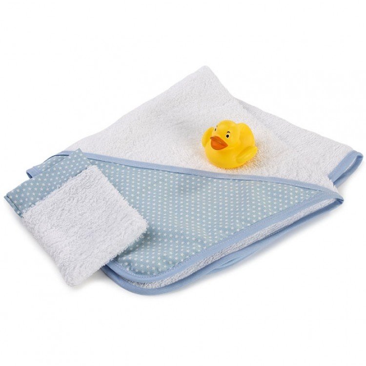 Complementos para muñecas Así 36 a 43 cm - Capa de baño azul con estrellas blancas y patito