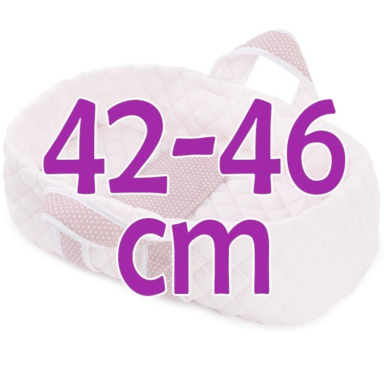 Complementos muñecas Así 42 a 46 cm - Capazo grande rosa con estrellas blancas
