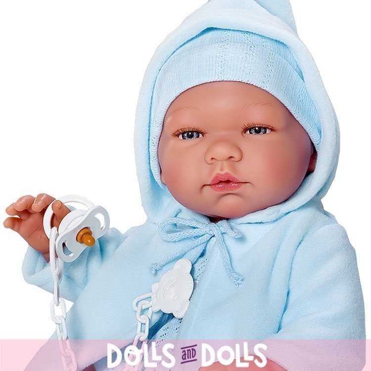 Muñeco Así 43 cm - Pablo con trenca celeste