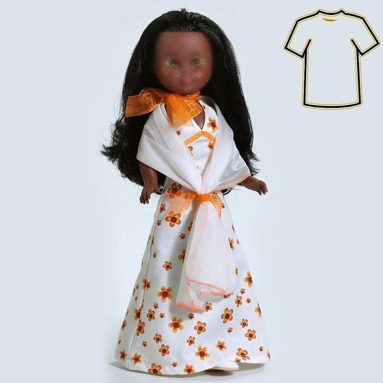Ropa para muñeca Nancy 41 cm - Vestido largo viella estampado flores
