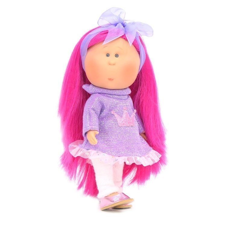 Muñeca Nines d'Onil 30 cm - Mia con pelo fucsia con conjunto lila