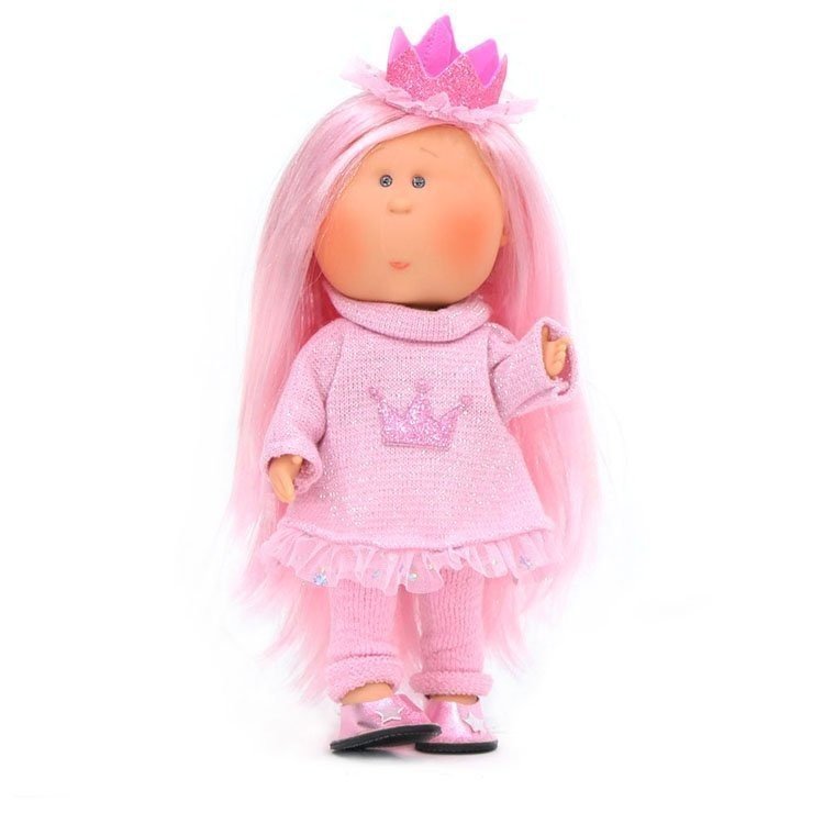 Muñeca Nines d'Onil 30 cm - Mia con pelo rosa con conjunto sport princesa
