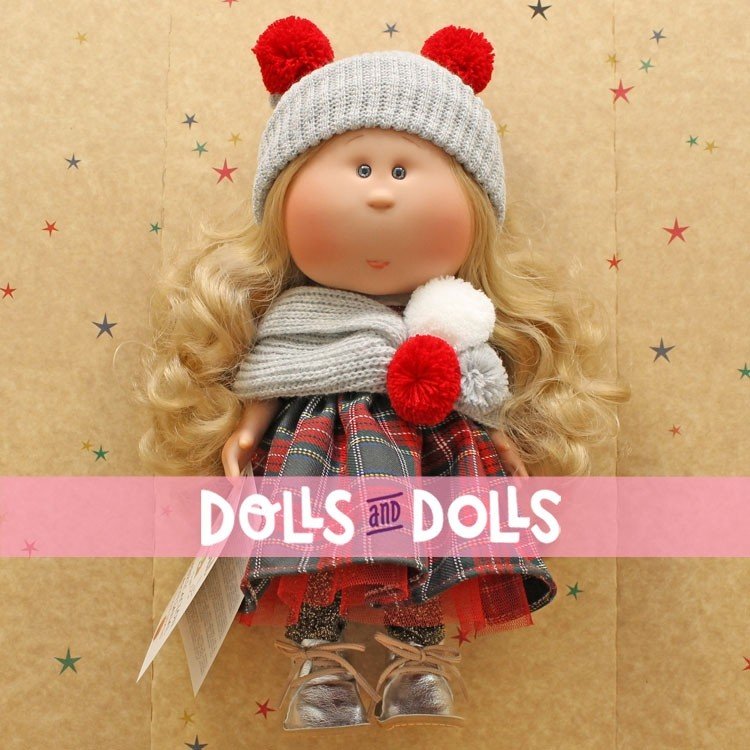 Muñeca Nines d'Onil 30 cm - Mia rubia con vestido de cuadros escoceses