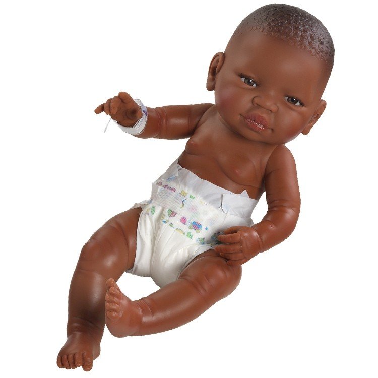 Muñeco Paola Reina 45 cm - Bebito recién nacido negro con pañal - Dolls And Dolls - Tienda de de Colección