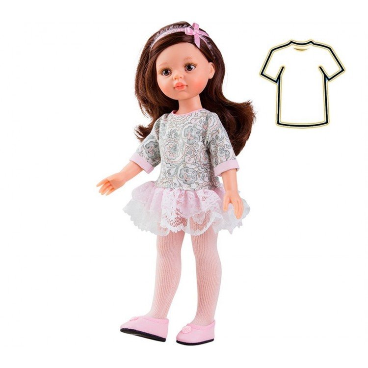 Ropa para muñecas Paola Reina 32 cm - Las Amigas - Vestido rosa-gris Carol