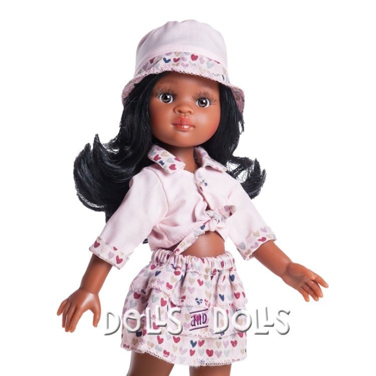 Muñeca Paola Reina 32 cm - Las Amigas - Nora con vestido rosa con corazones
