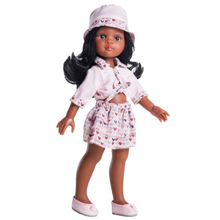 Muñeca Paola Reina 32 cm - Las Amigas - Nora con vestido rosa con corazones