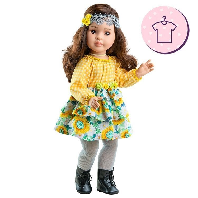 Ropa para muñecas Paola Reina 60 cm - Las Reinas - Vestido Lidia de flores y cuadros