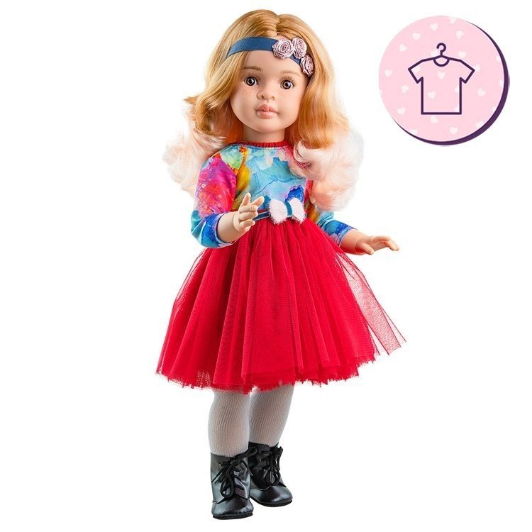 Ropa para muñecas Paola Reina 60 cm - Las Reinas - Vestido Marta de tul  rojo - Dolls And Dolls - Tienda de Muñecas de Colección