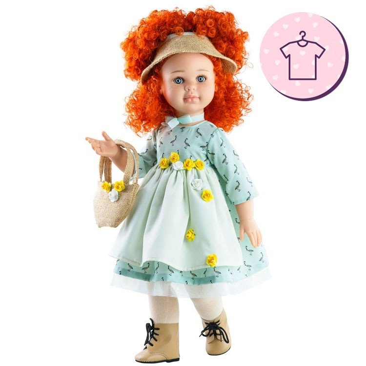 Ropa para muñecas Paola Reina 60 cm - Las Reinas - Vestido Sandra verde mar y bolso