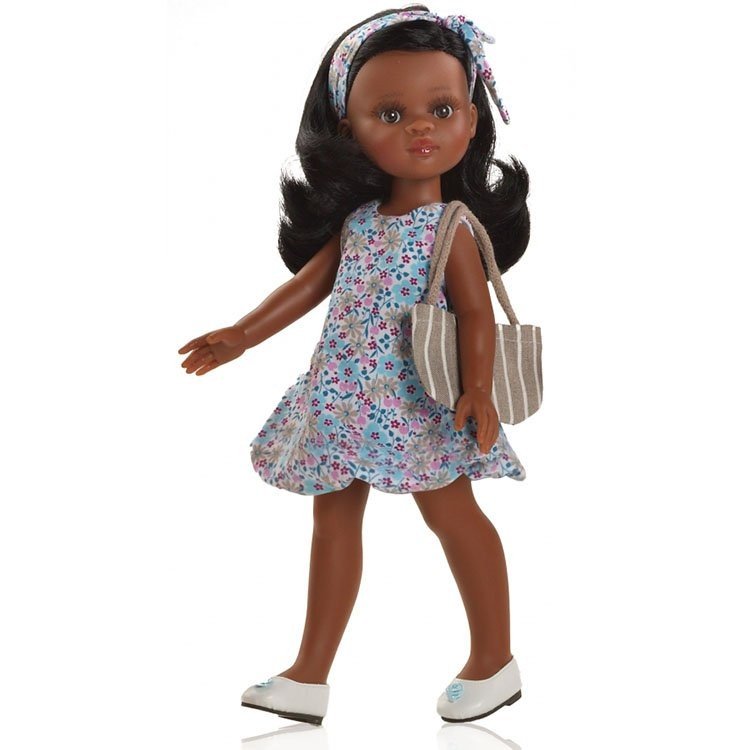 Muñeca Paola Reina 32 cm - Las Amigas - Nora verano con vestido de flores con bolso