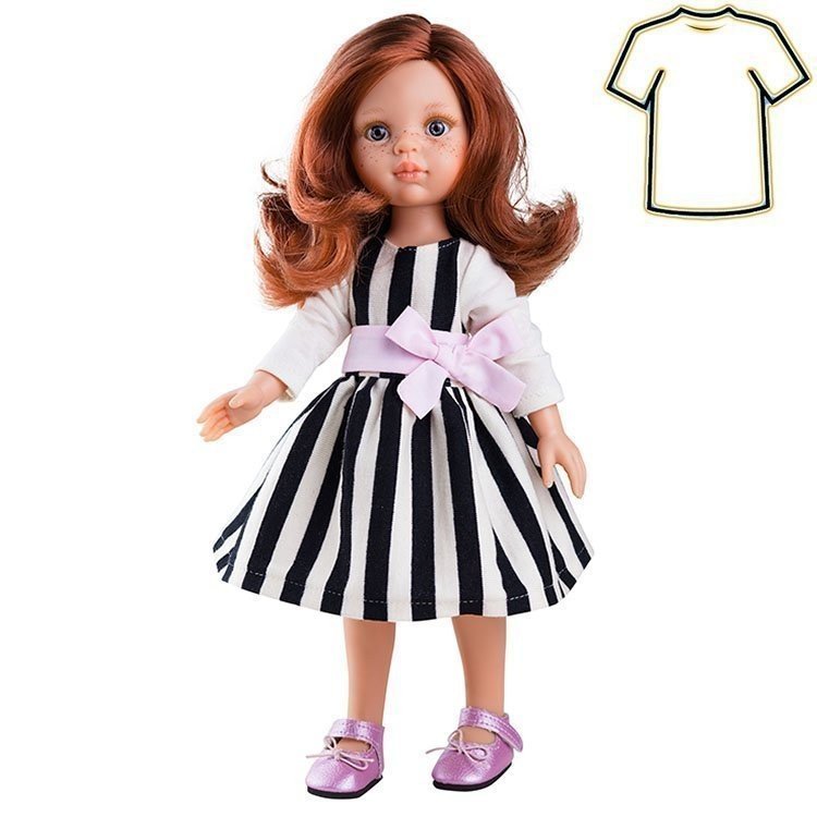 Ropa para muñecas Paola Reina 32 cm - Las Amigas - Vestido de rayas con lazo rosa de Cristi