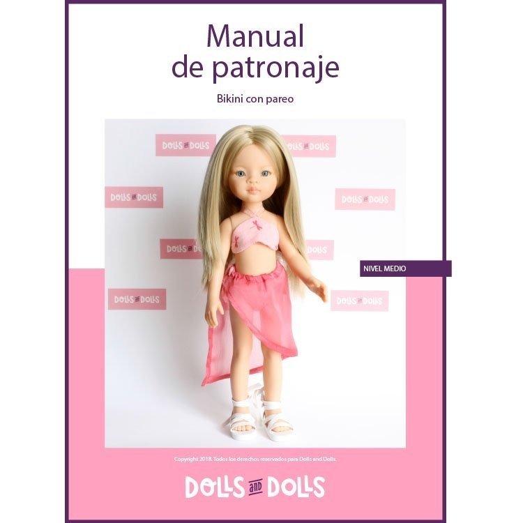 Patrón descargable Dolls And Dolls para muñecas Las Amigas - Bikini con pareo