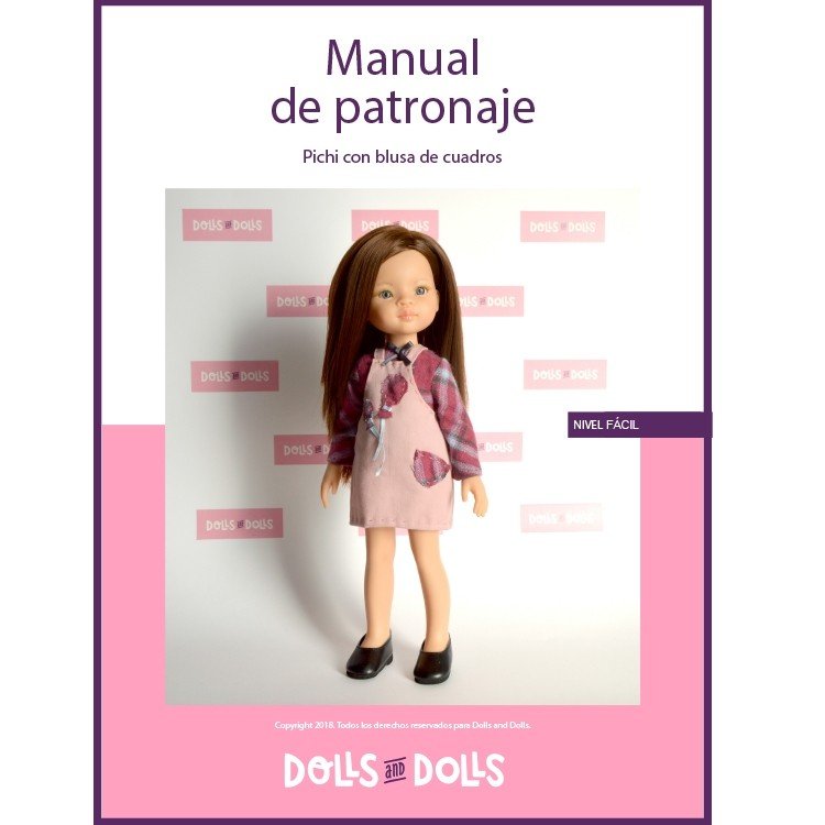 Patrón descargable Dolls And Dolls para muñecas Las Amigas - Pichi con blusa de cuadros