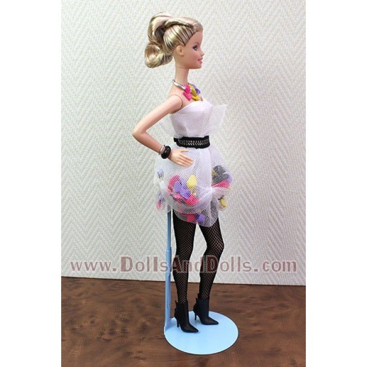 Peana metálica 2299 color azul-cielo para muñecas tipo Barbie