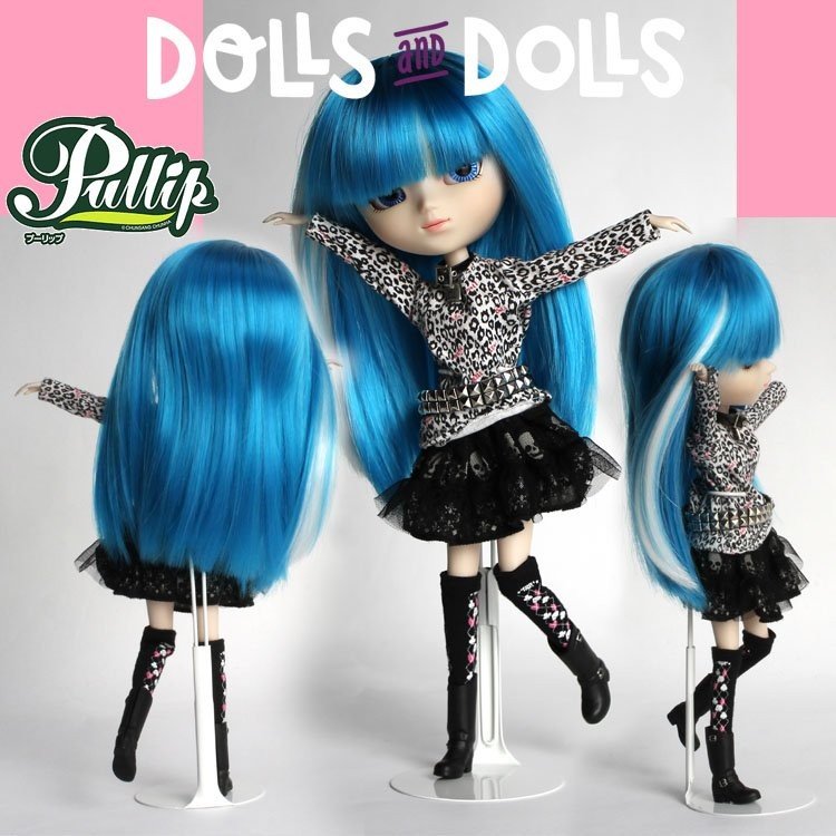 Peana metálica 2299 color azul-cielo para muñecas tipo Barbie