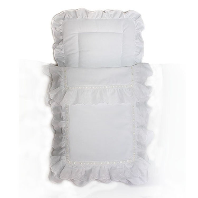 Saco blanco cinta beige cochecito Arrue y Bebelux