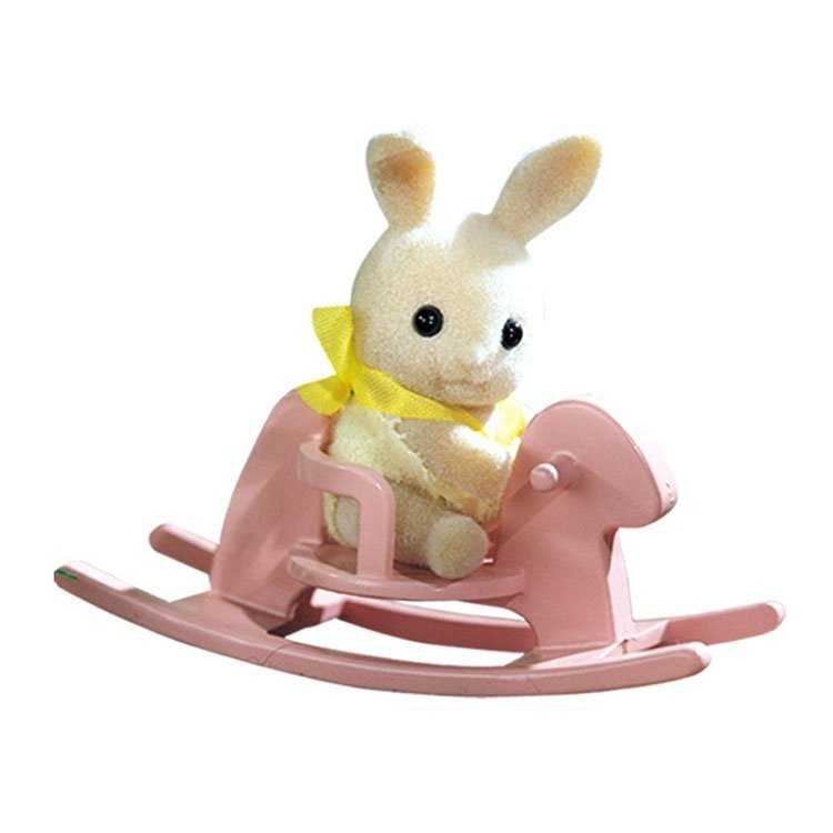 Sylvanian Families - Bebé para llevar - Conejo con caballito balancín